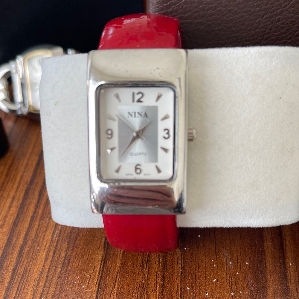 Nina Women's Silver and Red Watch